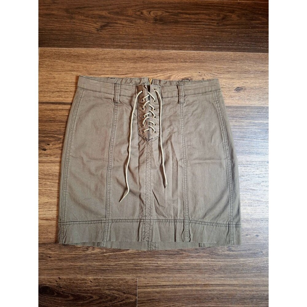 Lace-Up Mini Skirt in Khaki